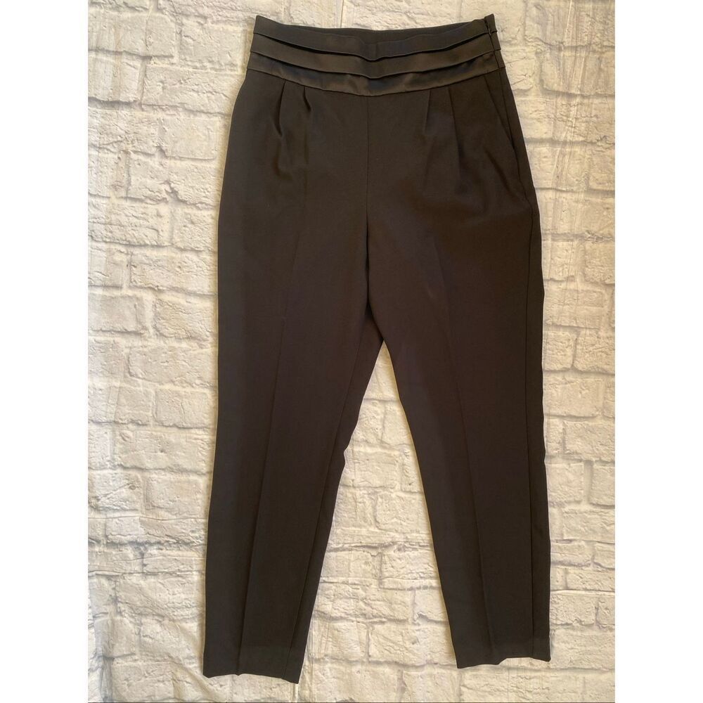 Express women 8R high satin waist pull on w/side zipper dress pants black
